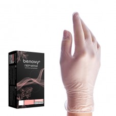 BENOVY, Перчатки виниловые M прозрачные 1 упаковка