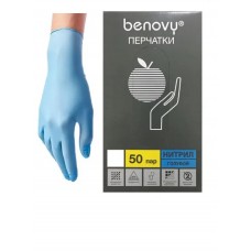 BENOVY, Перчатки нитриловые XL голубые 1 упаковка
