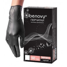 BENOVY, Перчатки виниловые XL черные 1 упаковка
