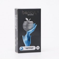 BENOVY, Перчатки нитриловые M голубые 1 упаковка